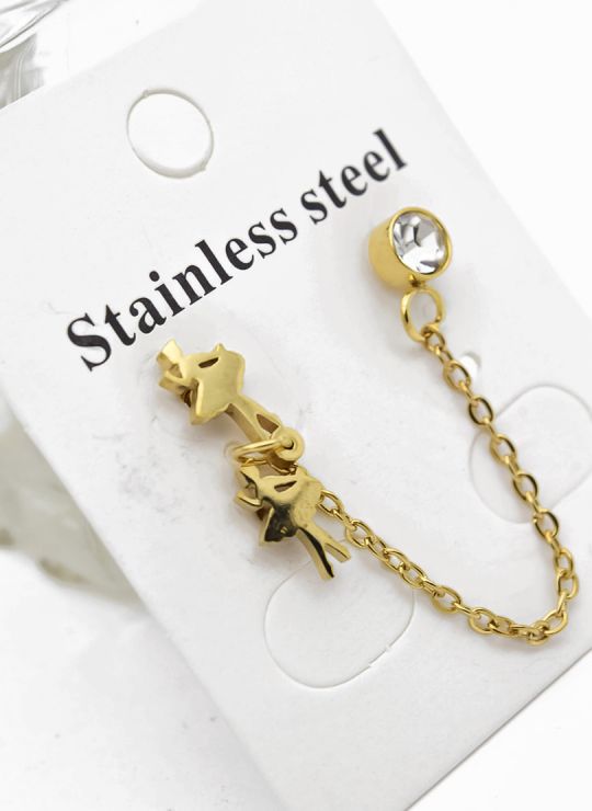 ARETES MEDIANOS CON EARCUFF EN ACERO INOXIDABLE 316L