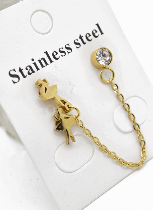 ARETES MEDIANOS CON EARCUFF EN ACERO INOXIDABLE 316L