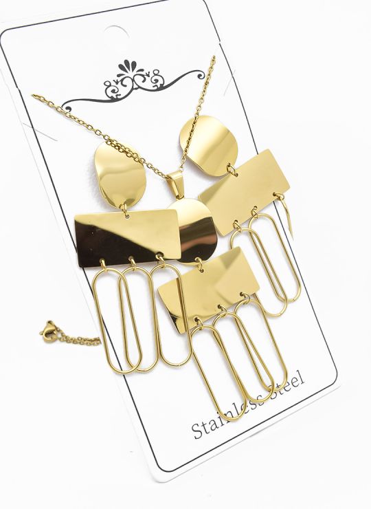 SET DE COLLAR, DIJE Y ARETES EN ACERO INOXIDABLE 316L