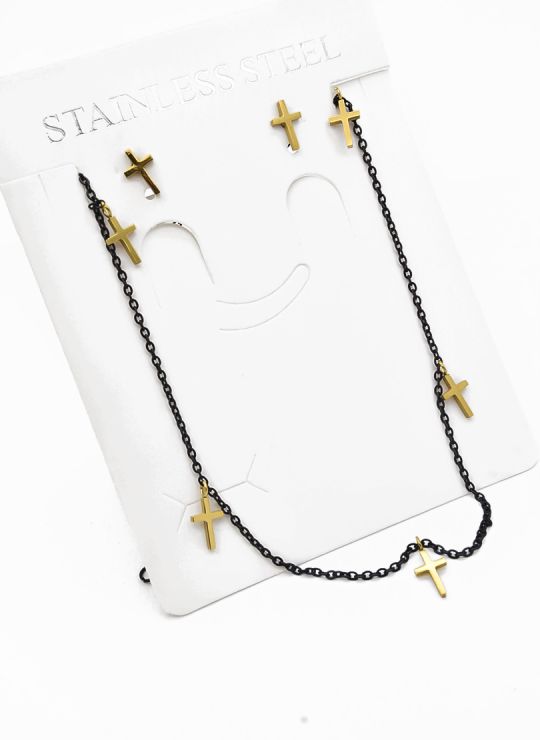 SET DE COLLAR, ARETES, DIJE EN ACERO INOXIDABLE 316L