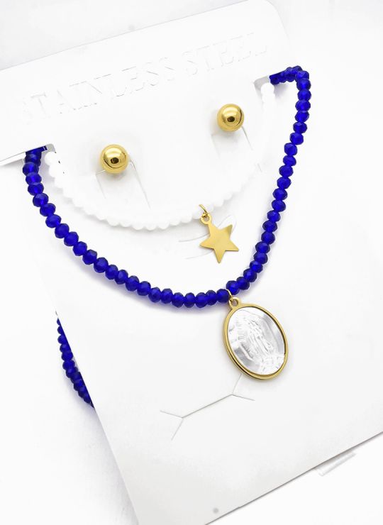SET DE COLLAR, ARETES, DIJE EN ACERO INOXIDABLE 316L