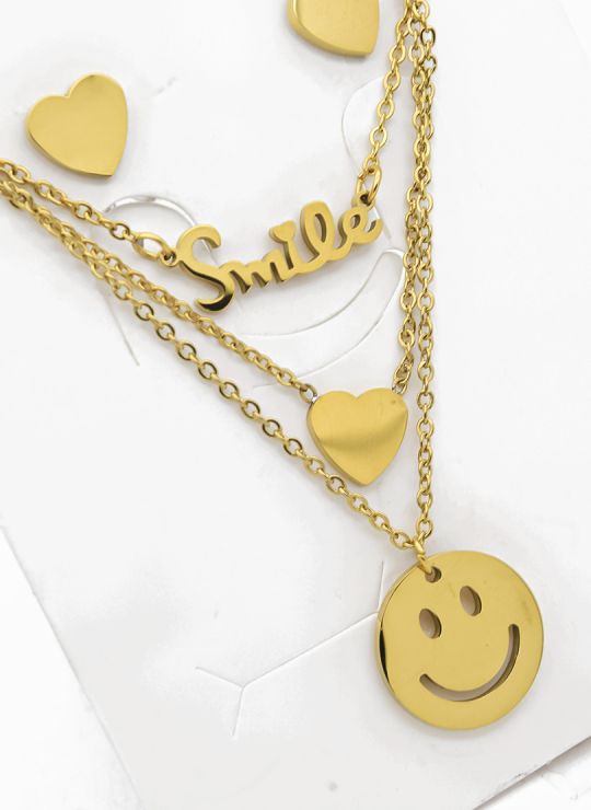 SET DE COLLAR, ARETES, DIJE EN ACERO INOXIDABLE 316L