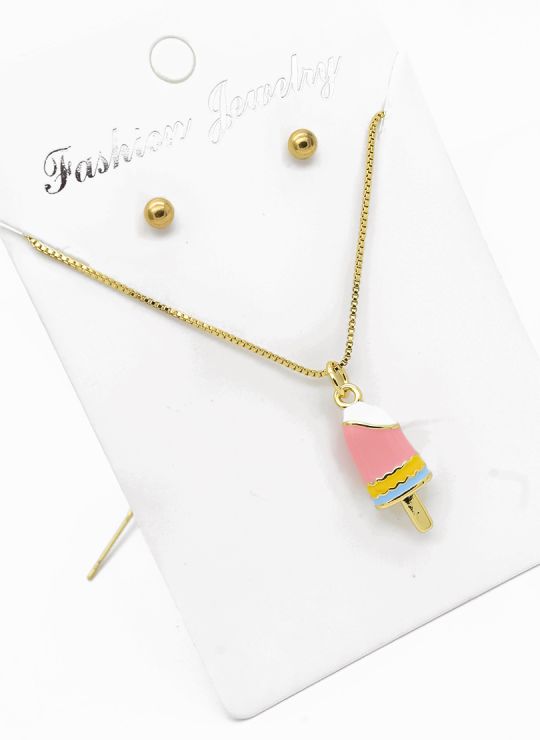 SET DE COLLAR Y ARETES - DIJE EN RODIO CON MICROCIRCIONES / GARANTIA