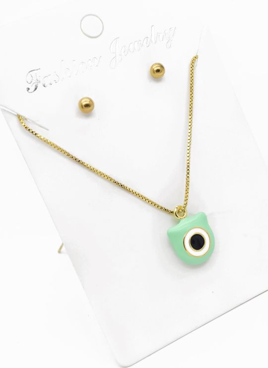 SET DE COLLAR Y ARETES - DIJE EN RODIO CON MICROCIRCIONES / GARANTIA