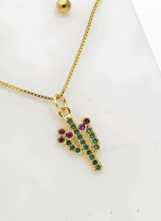 SET DE COLLAR Y ARETES - DIJE EN RODIO CON MICROCIRCIONES / GARANTIA