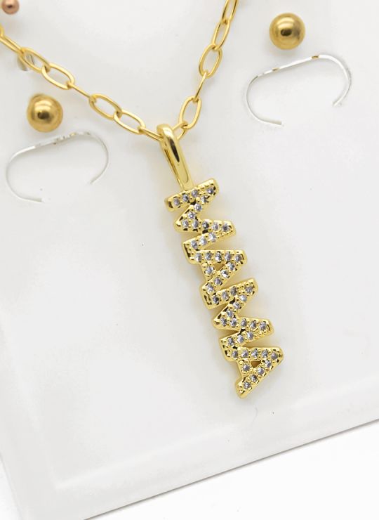 SET DE COLLAR Y ARETES - DIJE EN ORO GOLDFILLED CON MICROCIRCIONES / GARANTIA