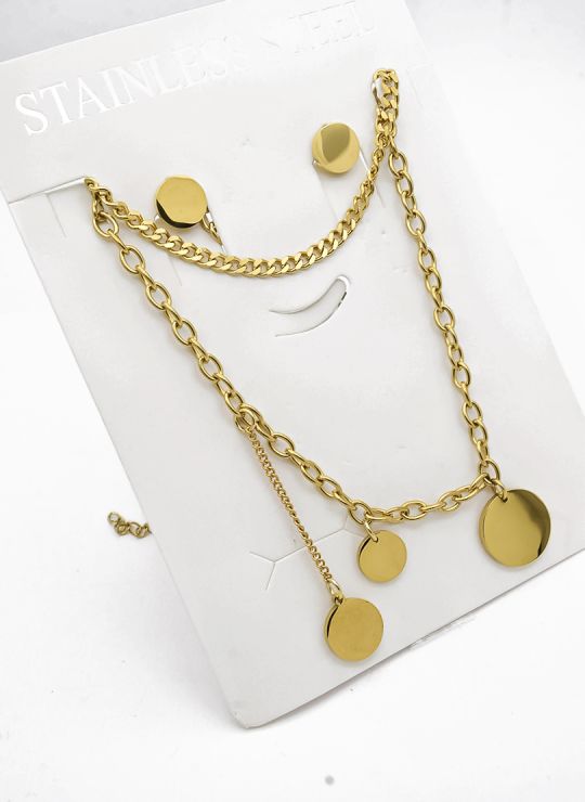 SET DE COLLAR, ARETES, DIJE EN ACERO INOXIDABLE 316L