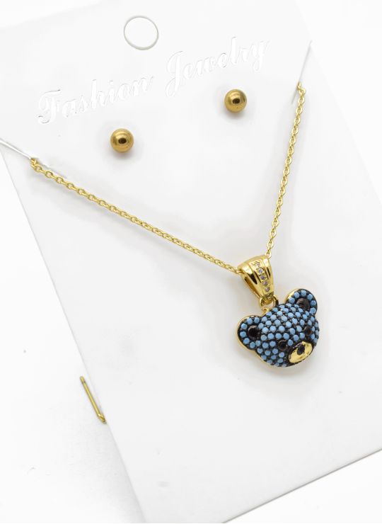 SET DE COLLAR Y ARETES - DIJE EN RODIO CON MICROCIRCIONES / GARANTIA