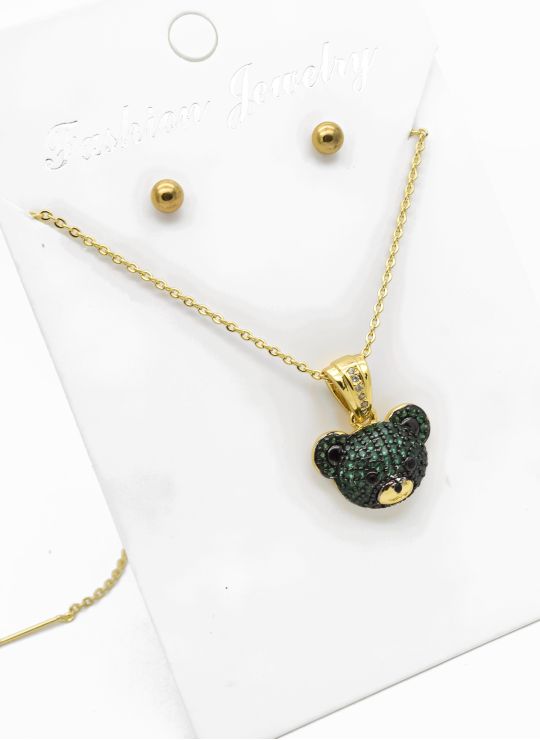 SET DE COLLAR Y ARETES - DIJE EN RODIO CON MICROCIRCIONES / GARANTIA
