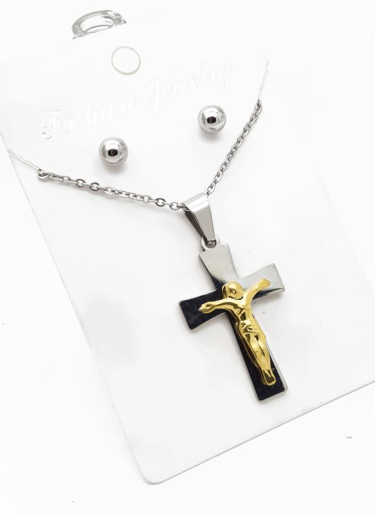SET DE COLLAR, ARETES, DIJE EN ACERO INOXIDABLE 316L