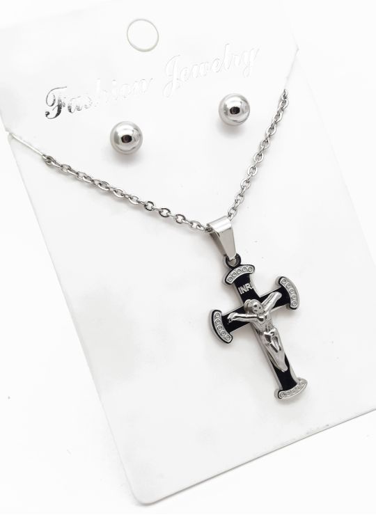 SET DE COLLAR, ARETES, DIJE EN ACERO INOXIDABLE 316L