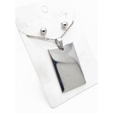 SET DE COLLAR, DIJE Y ARETES EN ACERO INOXIDABLE 316L