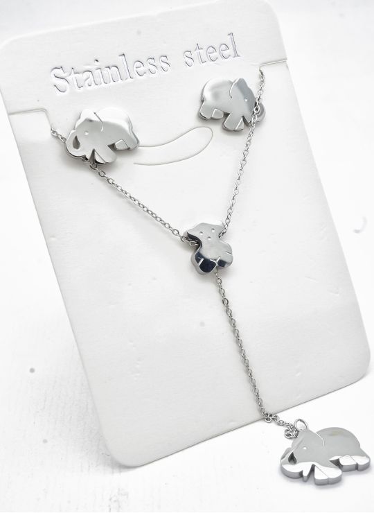 SET DE COLLAR, DIJE Y ARETES EN ACERO INOXIDABLE 316L