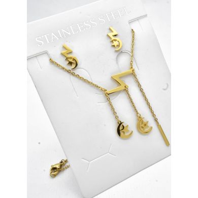 SET DE COLLAR, DIJE Y ARETES EN ACERO INOXIDABLE 316L