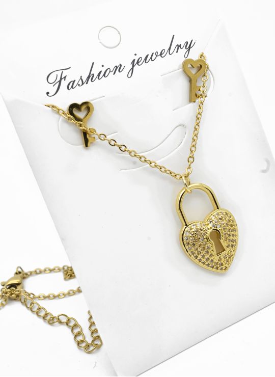 SET DE COLLAR Y ARETES - DIJE EN RODIO CON MICROCIRCIONES / GARANTIA