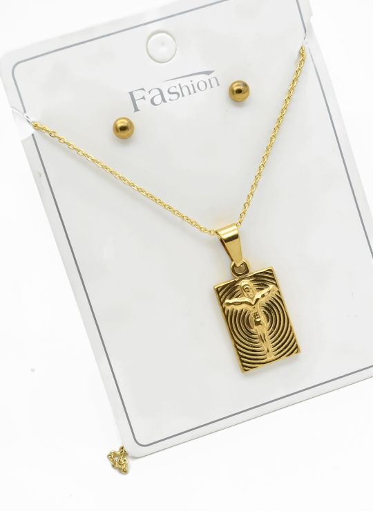 SET DE COLLAR, ARETES, DIJE EN ACERO INOXIDABLE 316L