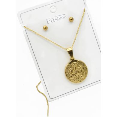 SET DE COLLAR, ARETES, DIJE EN ACERO INOXIDABLE 316L