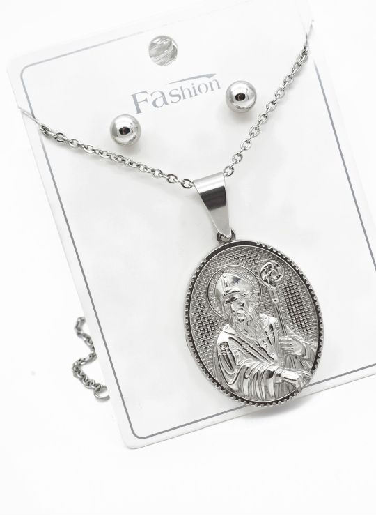 SET DE COLLAR, ARETES, DIJE EN ACERO INOXIDABLE 316L