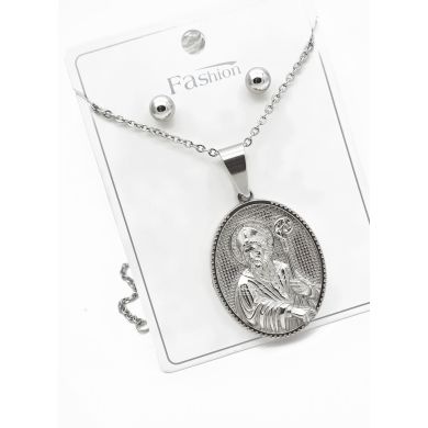 SET DE COLLAR, ARETES, DIJE EN ACERO INOXIDABLE 316L