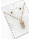 SET DE COLLAR, ARETES Y DIJE EN RODIO CON MICROCIRCIONES / GARANTIA