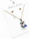 SET DE COLLAR, ARETES Y DIJE EN RODIO CON MICROCIRCIONES / GARANTIA