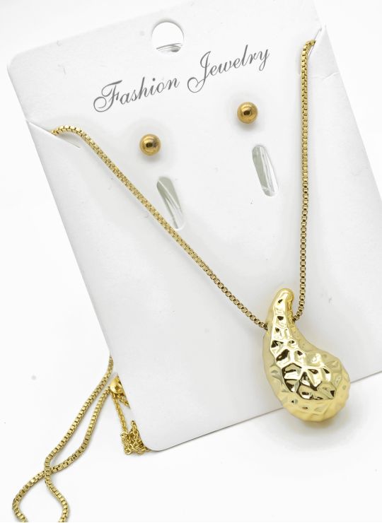 SET DE COLLAR, ARETES Y DIJE EN RODIO CON MICROCIRCIONES / GARANTIA