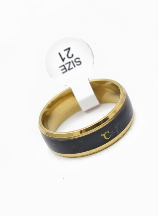 Anillo Tipo Argolla Delgado Con Diamantes Dorado Acero Inoxidable Talla 8 A0824 - Relojes De Mayoreo