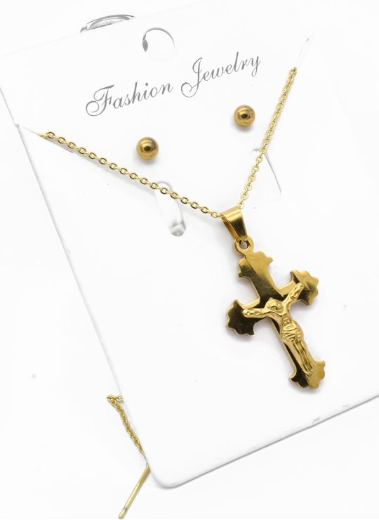 SET DE COLLAR, ARETES, DIJE EN ACERO INOXIDABLE 316L