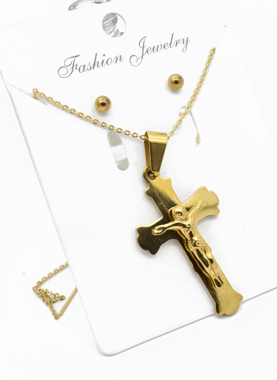 SET DE COLLAR, ARETES, DIJE EN ACERO INOXIDABLE 316L