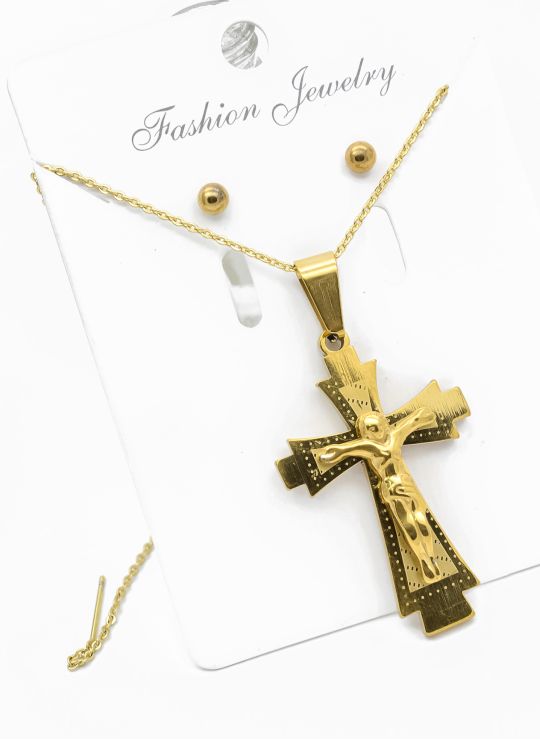 SET DE COLLAR, ARETES, DIJE EN ACERO INOXIDABLE 316L