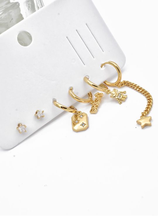 SET DE ARETES X 3 PARES EN RODIO XUPING CALIDAD AAA