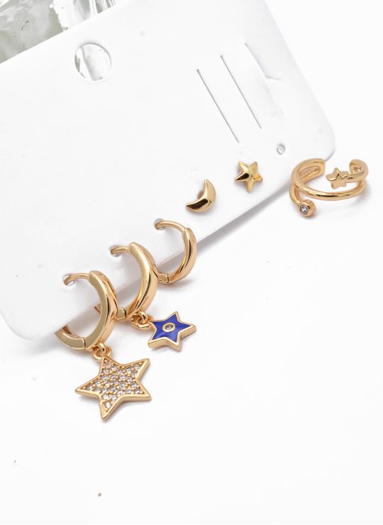 SET DE ARETES X 3 PARES EN RODIO XUPING CALIDAD AAA