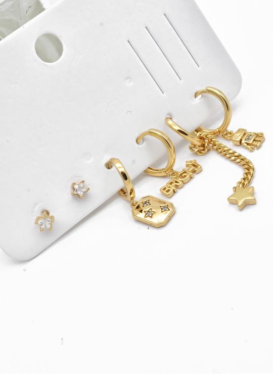 SET DE ARETES X 3 PARES EN RODIO XUPING CALIDAD AAA
