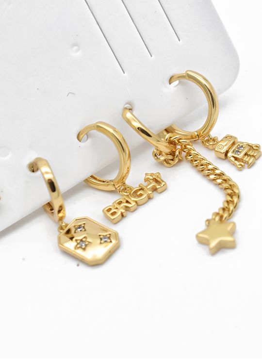 SET DE ARETES X 3 PARES EN RODIO XUPING CALIDAD AAA