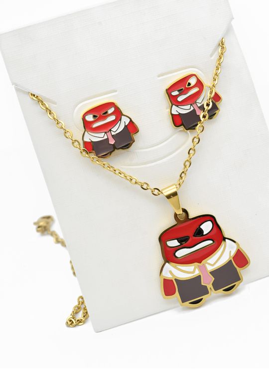 SET DE COLLAR, ARETES, DIJE EN ACERO INOXIDABLE 316L