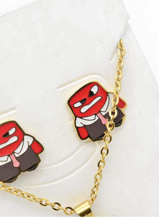 SET DE COLLAR, ARETES, DIJE EN ACERO INOXIDABLE 316L