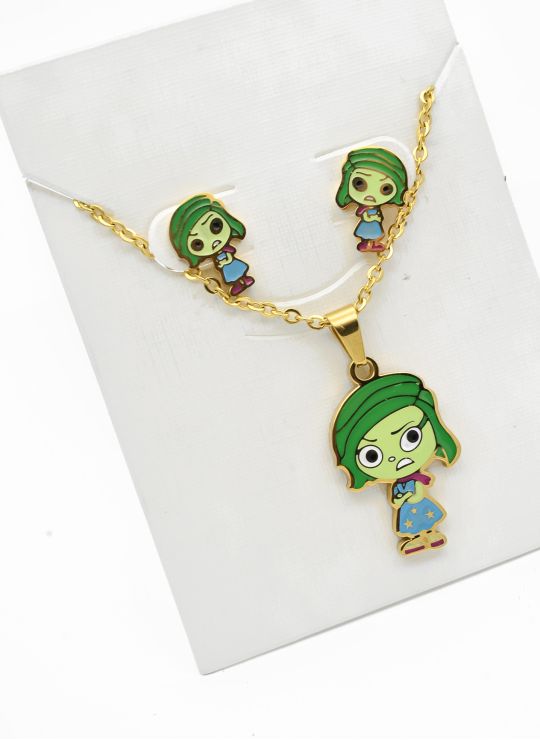 SET DE COLLAR, ARETES, DIJE EN ACERO INOXIDABLE 316L