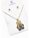 SET DE COLLAR Y DIJE EN RODIO XUPING CON MICROCIRCIONES / GARANTIA