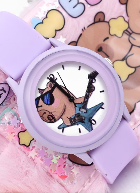 SET DE RELOJ CON COSMETIQUERA PELUCHE PERSONAJE TIPO LLAVERO