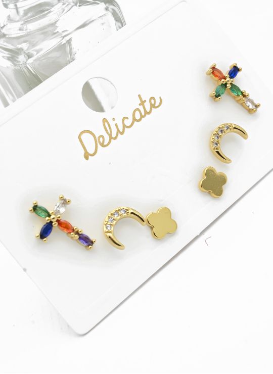 SET DE ARETES X 3 PARES XUPING / RODIO GARANTIZADO