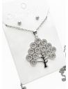 SET DE COLLAR, ARETES Y DIJE EN RODIO CON MICROCIRCIONES / GARANTIA