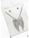 SET DE COLLAR, ARETES Y DIJE EN RODIO CON MICROCIRCIONES / GARANTIA