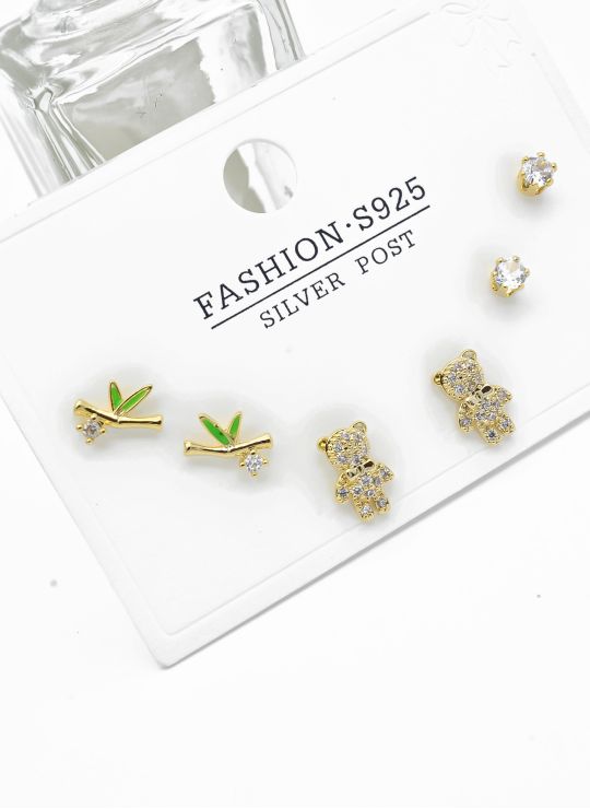 SET DE ARETES X 3 PARES XUPING / RODIO GARANTIZADO
