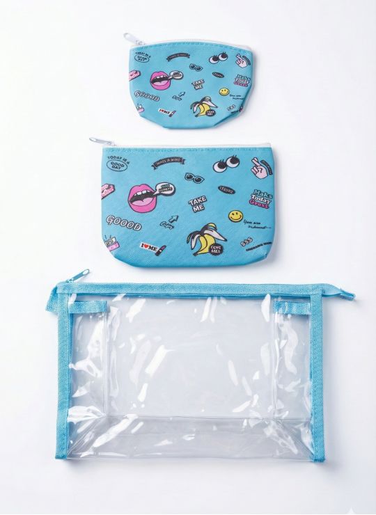 SET DE COSMETIQUERAS PREMIUM ESCARCHAS CON BOLSILLOS INTERIORES