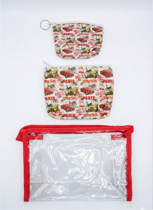 SET DE COSMETIQUERAS PREMIUM ESCARCHAS CON BOLSILLOS INTERIORES