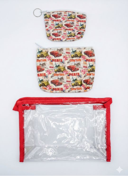 SET DE COSMETIQUERAS PREMIUM ESCARCHAS CON BOLSILLOS INTERIORES