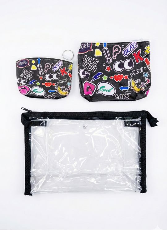 SET DE COSMETIQUERAS PREMIUM ESCARCHAS CON BOLSILLOS INTERIORES