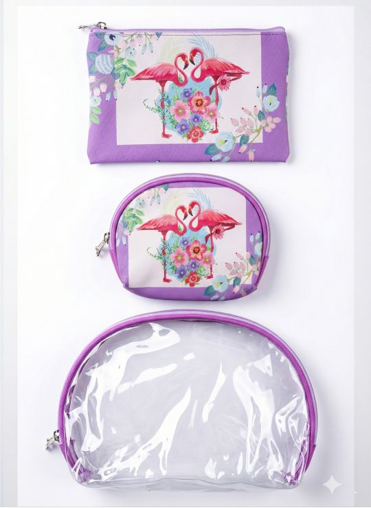 SET DE COSMETIQUERAS PREMIUM ESCARCHAS CON BOLSILLOS INTERIORES