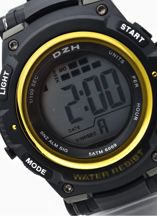 RELOJ DIGITAL SUMERGIBLE 3 MTS CON LUZ, CALENDARIO, CRONOMETRO ESTUCHE PULSO EN GOMA- GARANTIA DE 3 MESES