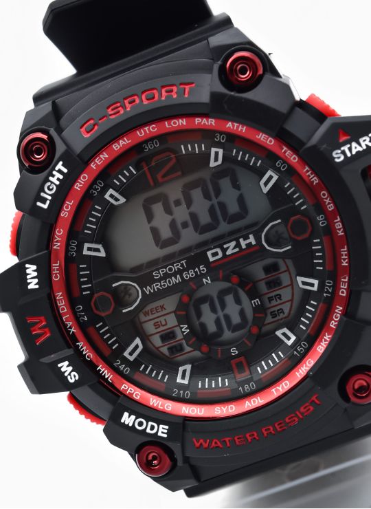 RELOJ DIGITAL SUMERGIBLE 3 MTS CON LUZ, CALENDARIO, CRONOMETRO ESTUCHE PULSO EN GOMA- GARANTIA DE 3 MESES